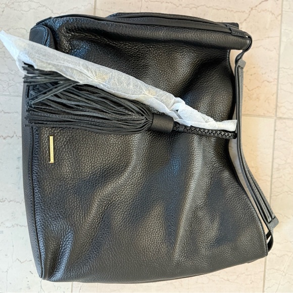 Rebecca Minkoff Black Leather Shoulder Bag with Tassel - Picture 4 of 4